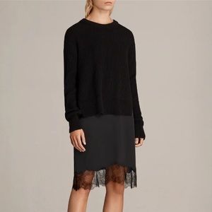 ALL SAINTS Eloise Sweater Dress w/ Satin Slip